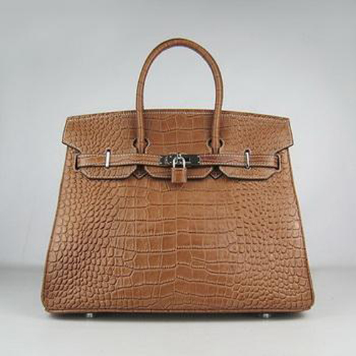 Hermes Birkin 35CM Crocodile Chocolate Silver